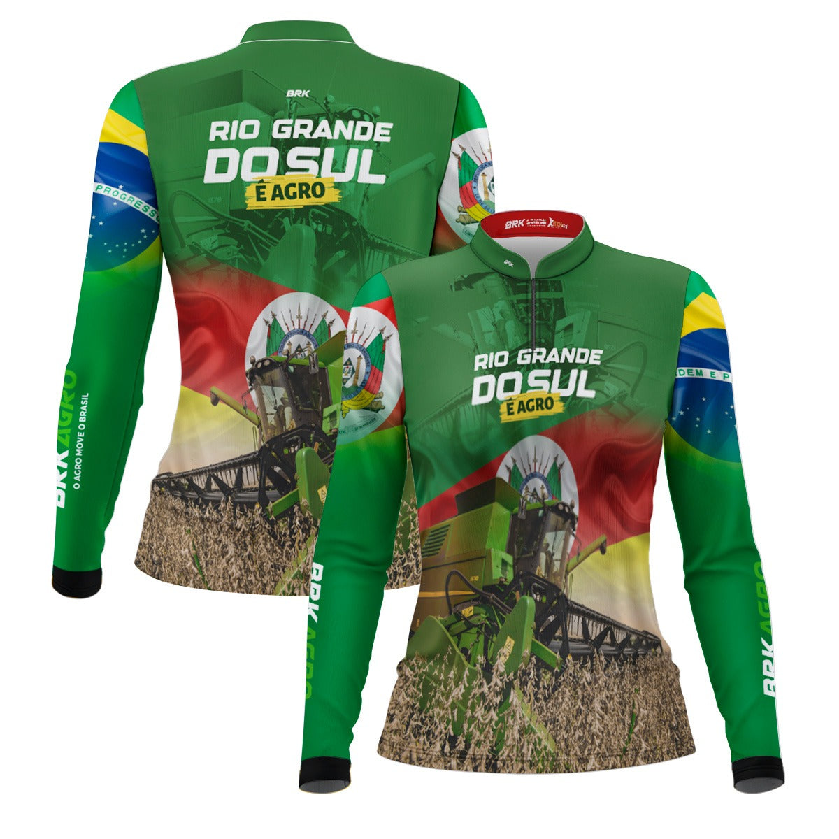 Camisa Agro Feminina Brk Colheitadeira e Rio Grande do Sul é Agr UV50+ - Brk Agro