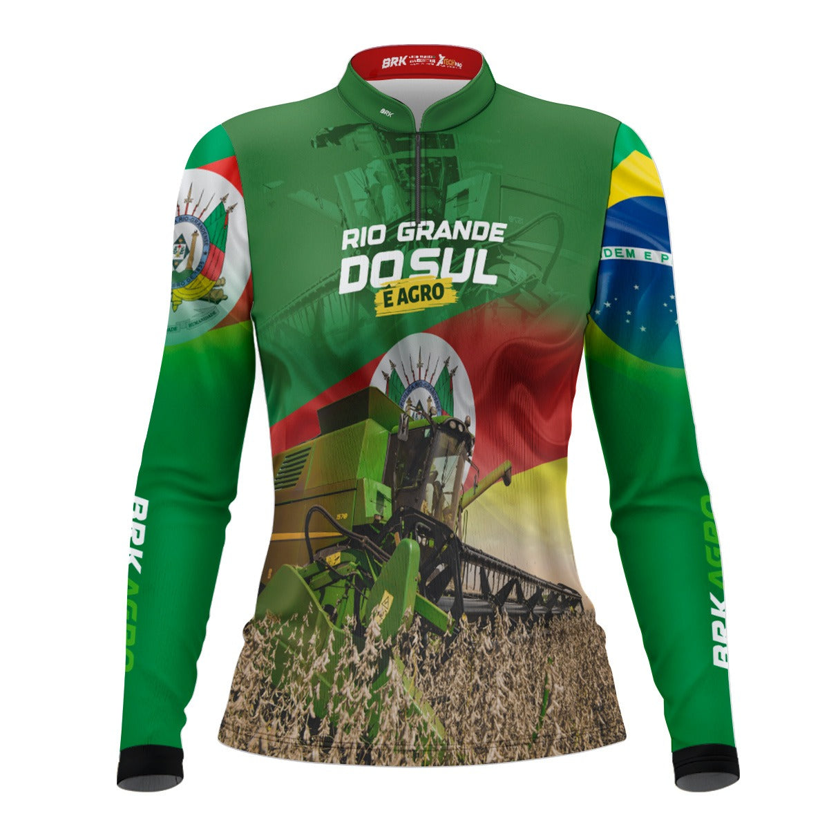 Camisa Agro Feminina Brk Colheitadeira e Rio Grande do Sul é Agr UV50+ - Brk Agro