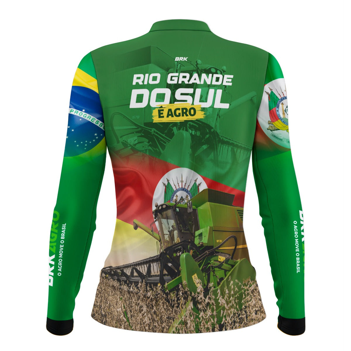 Camisa Agro Feminina Brk Colheitadeira e Rio Grande do Sul é Agr UV50+ - Brk Agro
