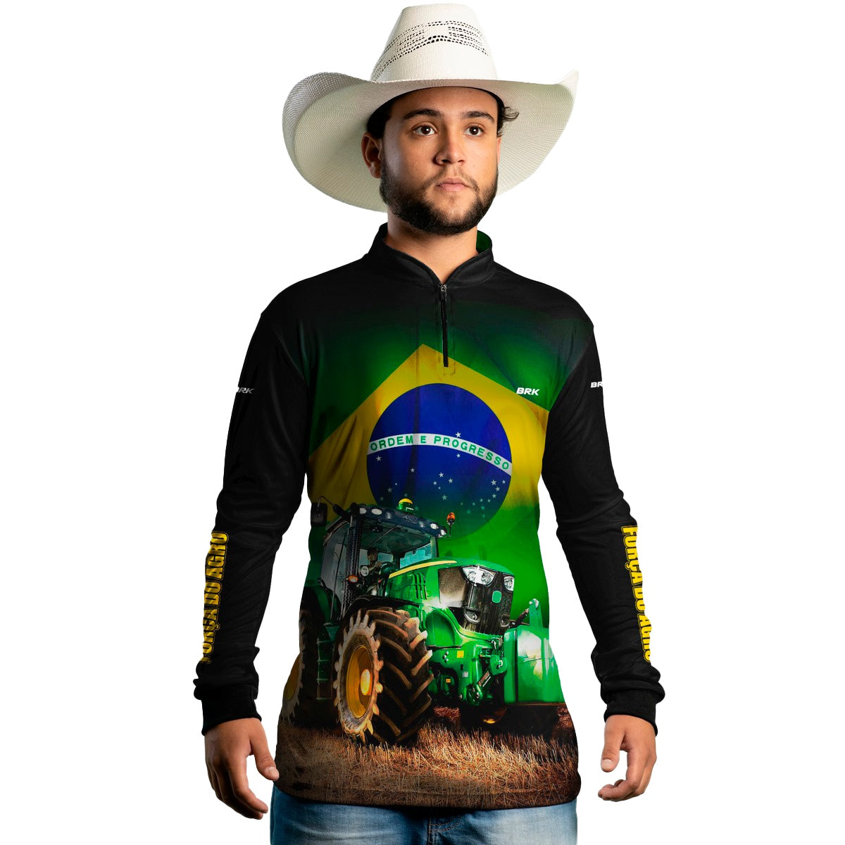 Camisa Agro Brk Trator Verde Brasil com Proteção Solar UV50+ - Brk Agro