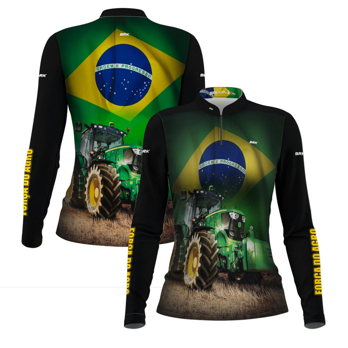 Camisa Agro Feminina Brk Trator Verde Brasil com Proteção Solar UV50+ - Brk Agro