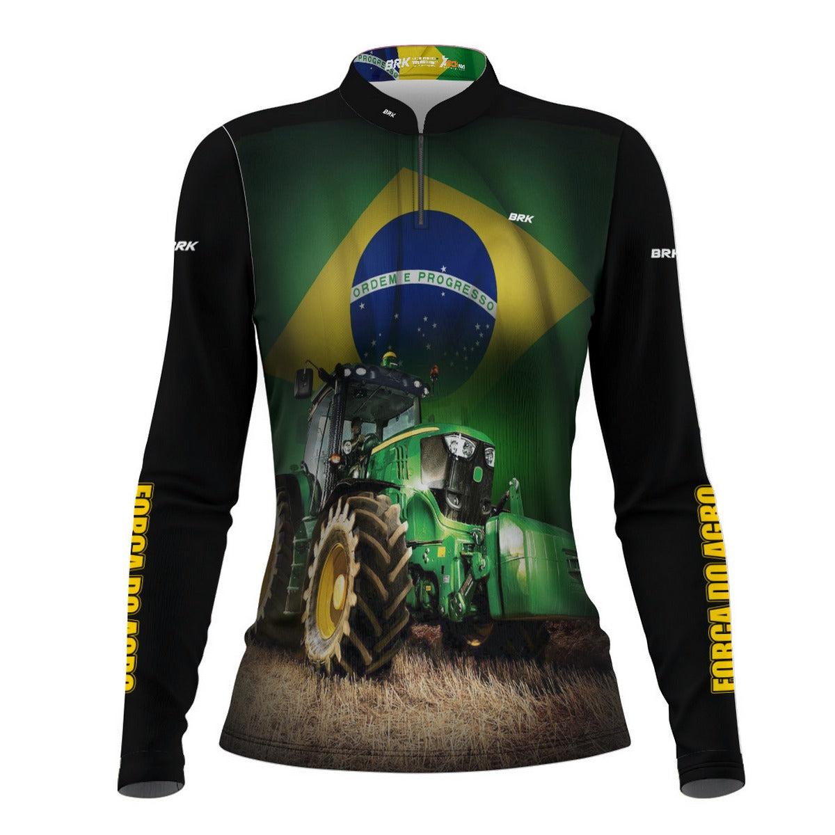 Camisa Agro Feminina Brk Trator Verde Brasil com Proteção Solar UV50+ - Brk Agro