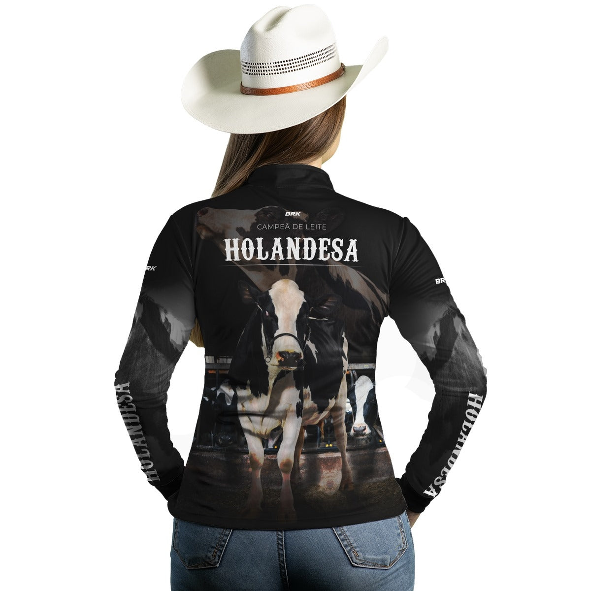 Camisa Agro Feminina Brk Vaca Holandesa com Proteção Solar UV50+ - Brk Agro