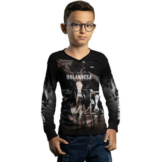 Camisa Agro Infantil Brk Vaca Holandesa com Proteção Solar UV50+ - Brk Agro