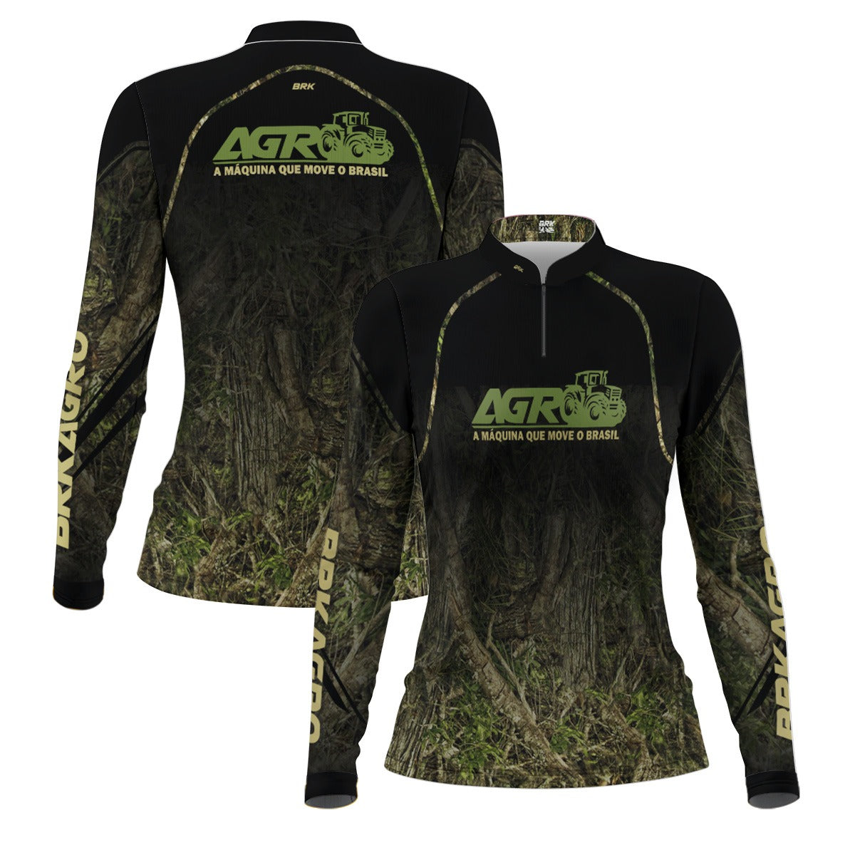 Camisa Agro Feminina Brk Camuflada O Agro Move o Brasil com Proteção Solar UV50+ - Brk Agro