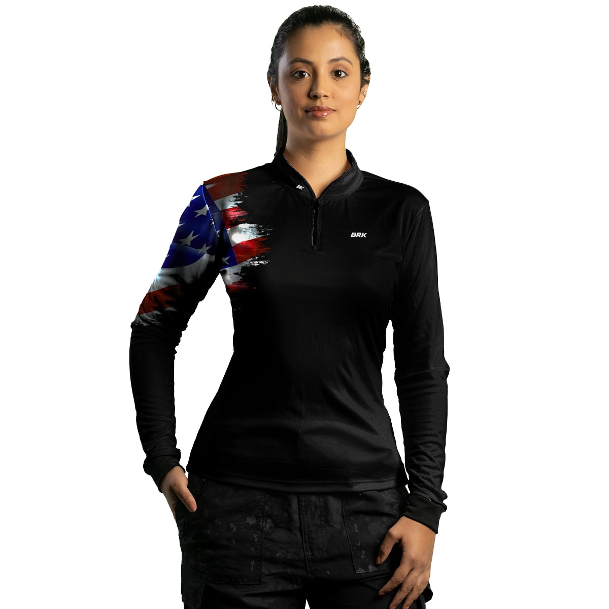 Camisa Agro Feminina Brk Bandeira Estados Unidos com Proteção Solar UV50+ - Brk Agro