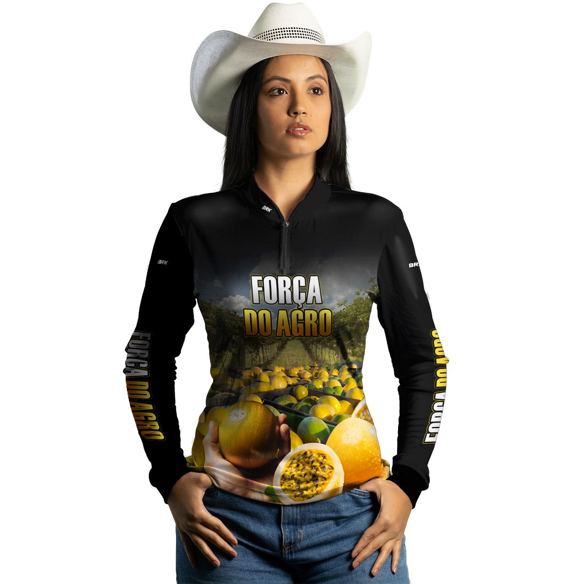 Camisa Feminina Agro  Brk A Força do Agro Produtor de Maracujá com Proteção Solar UV50+ - Brk Agro
