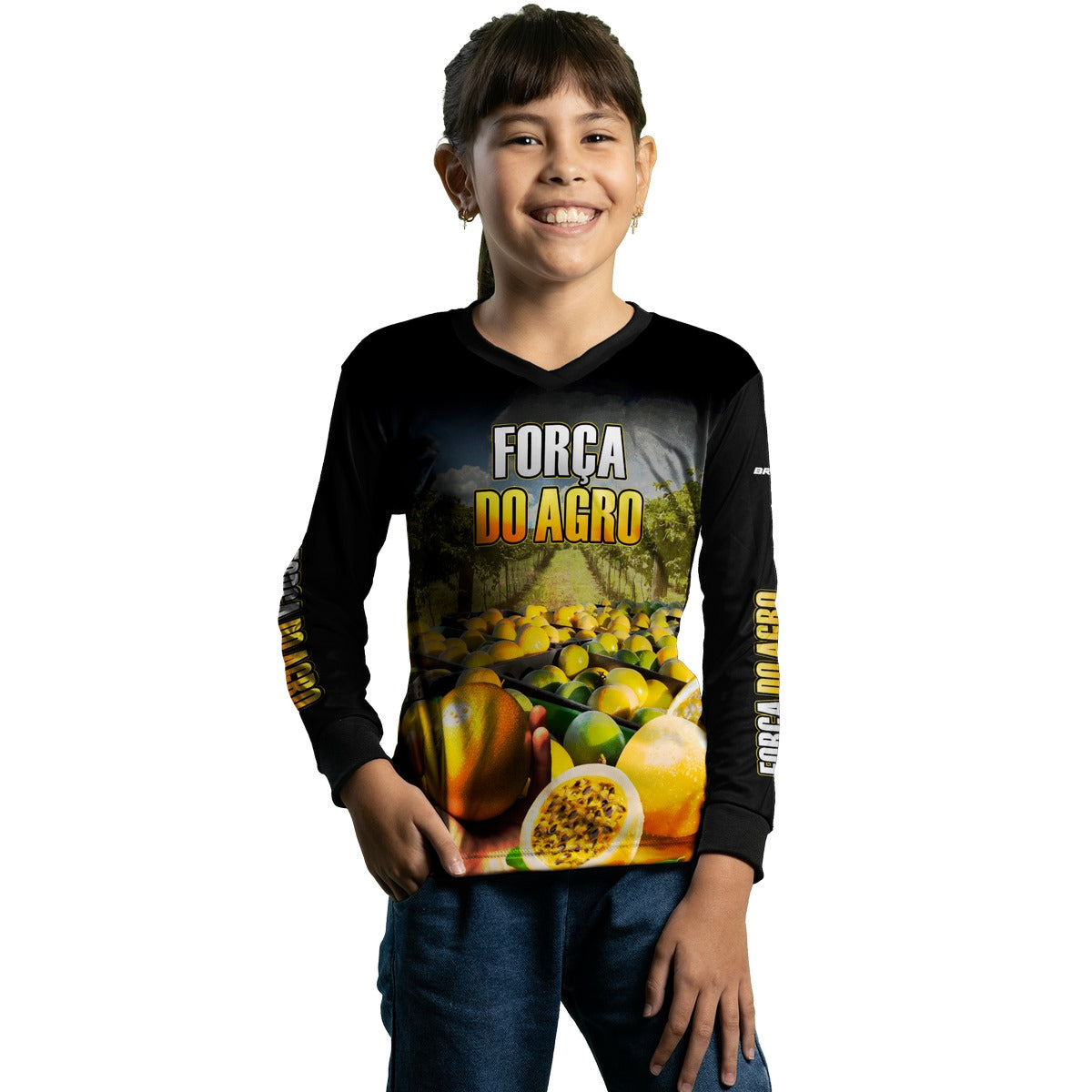 Camisa Infantil Agro Brk A Força do Agro Produtor de Maracujá com Proteção Solar UV50+ - Brk Agro