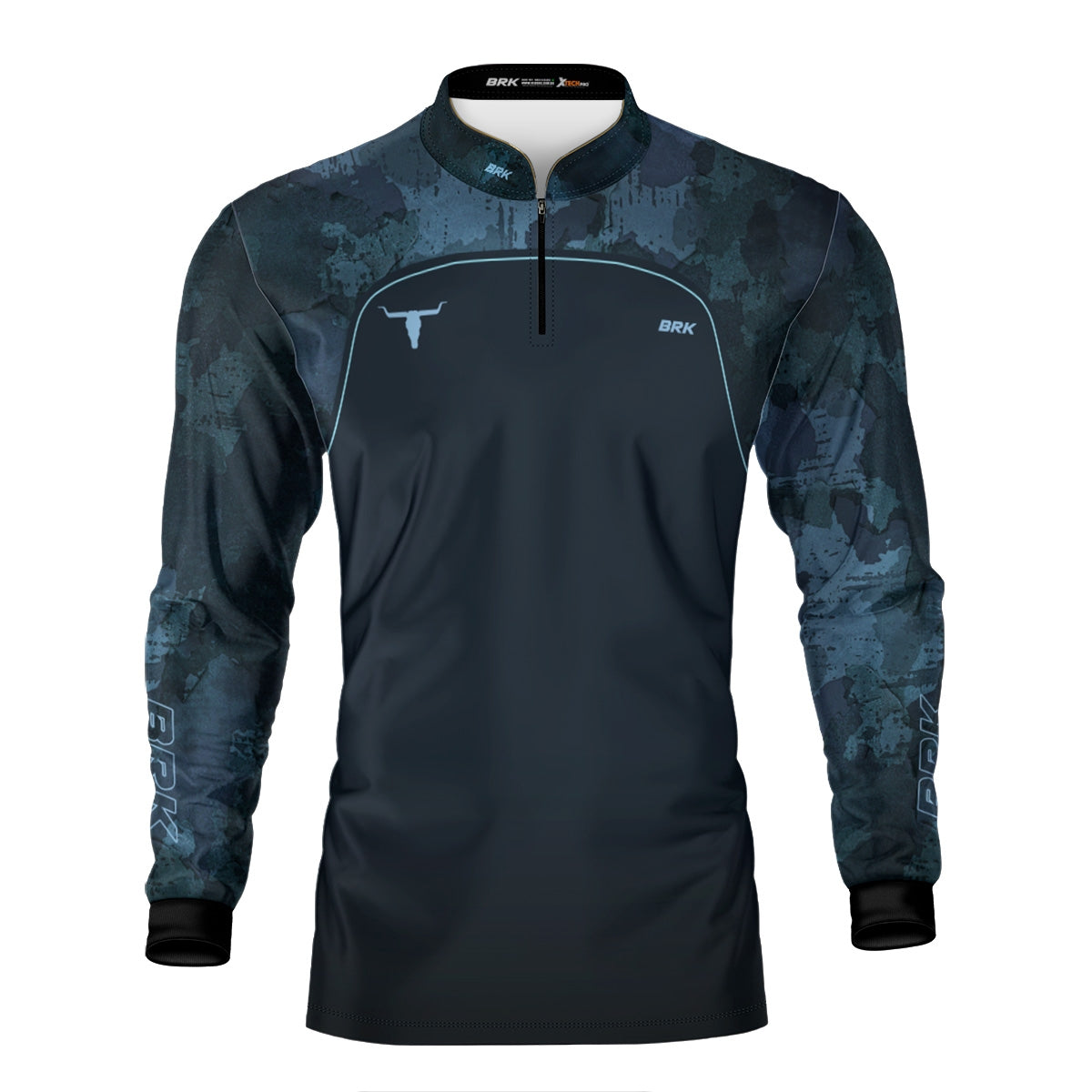 Camisa Agro Brk Camo Long Horn Brasil Azul com Proteção Solar UV50+ - Brk Agro