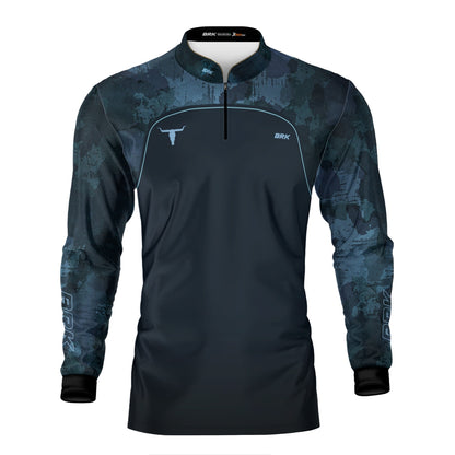 Camisa Agro Brk Camo Long Horn Brasil Azul com Proteção Solar UV50+ - Brk Agro