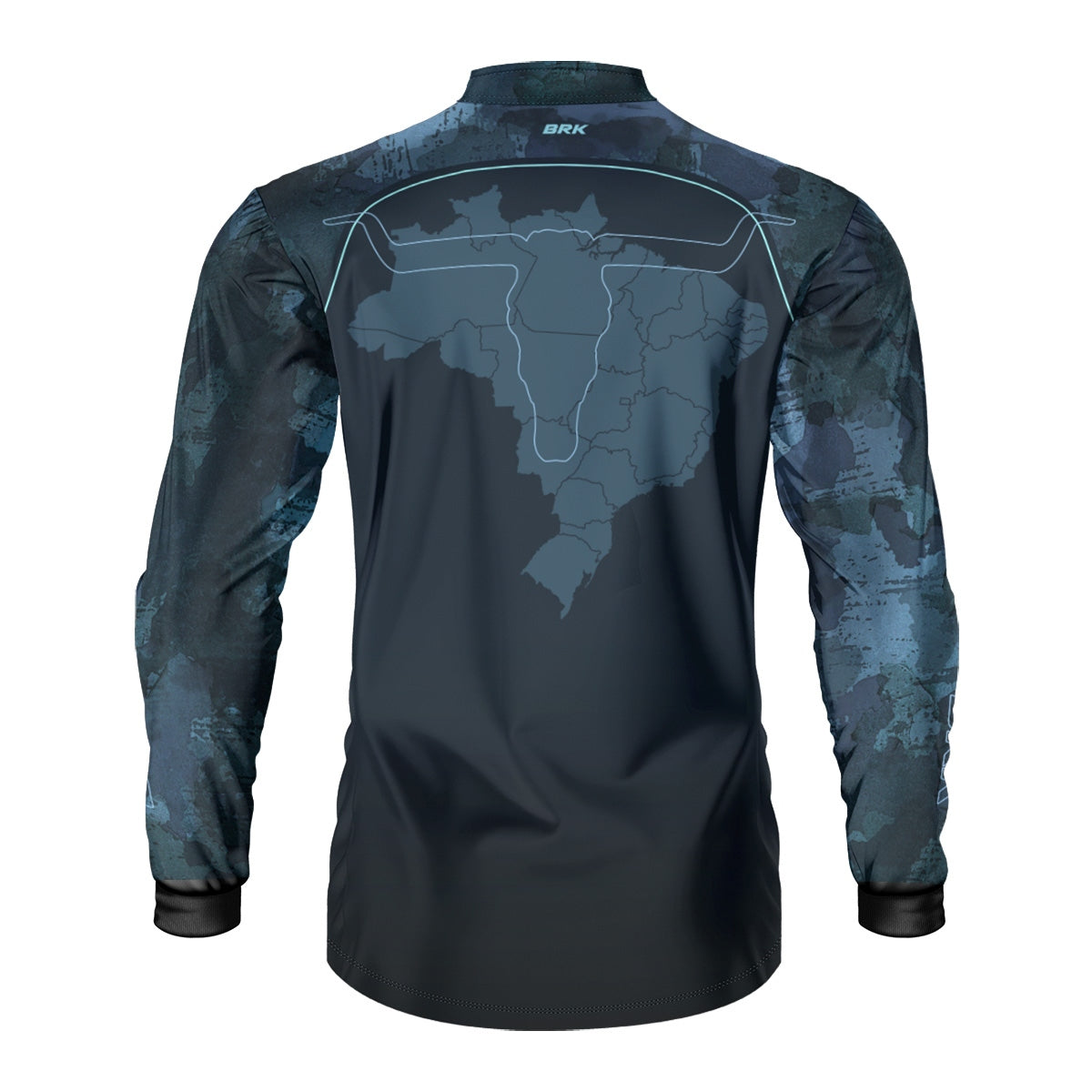 Camisa Agro Brk Camo Long Horn Brasil Azul com Proteção Solar UV50+ - Brk Agro
