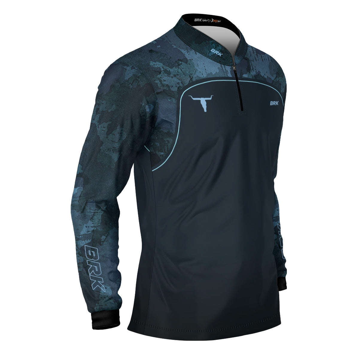 Camisa Agro Brk Camo Long Horn Brasil Azul com Proteção Solar UV50+ - Brk Agro