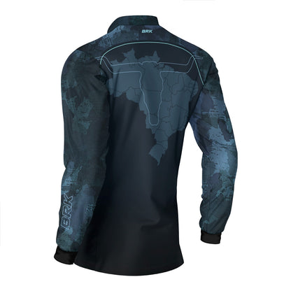 Camisa Agro Brk Camo Long Horn Brasil Azul com Proteção Solar UV50+ - Brk Agro