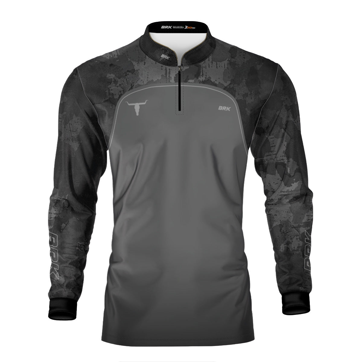 Camisa Agro Brk Camo Long Horn Brasil Cinza com Proteção Solar UV50+ - Brk Agro