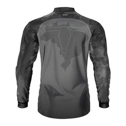 Camisa Agro Brk Camo Long Horn Brasil Cinza com Proteção Solar UV50+ - Brk Agro