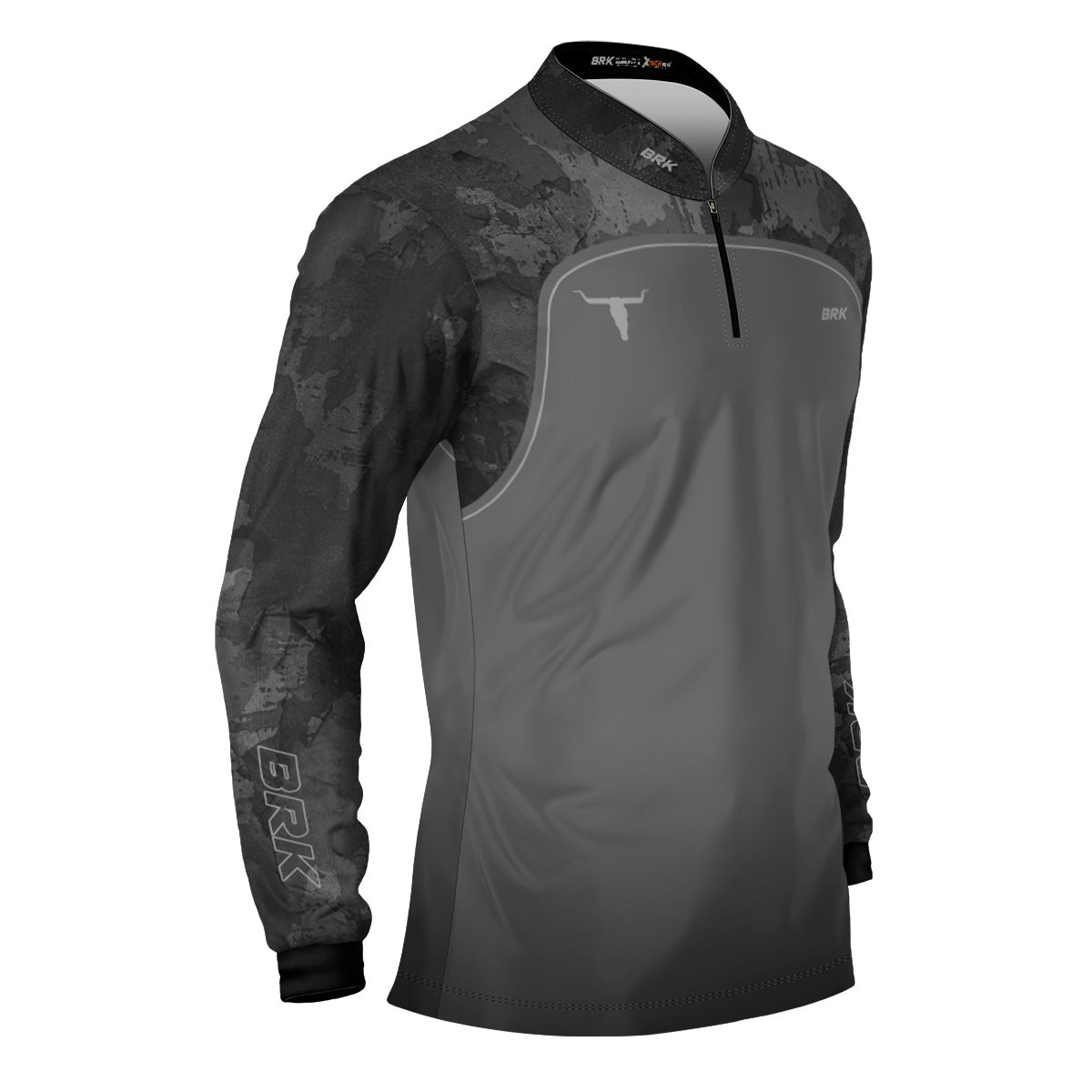 Camisa Agro Brk Camo Long Horn Brasil Cinza com Proteção Solar UV50+ - Brk Agro