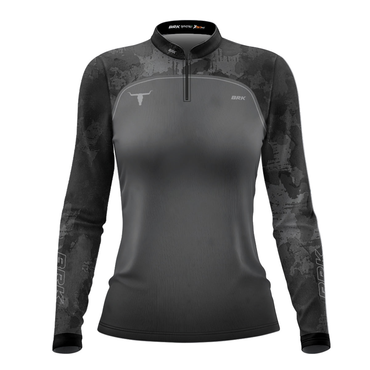 Camisa Feminina Agro  Brk Camo Long Horn Brasil Cinza com Proteção Solar UV50+ - Brk Agro
