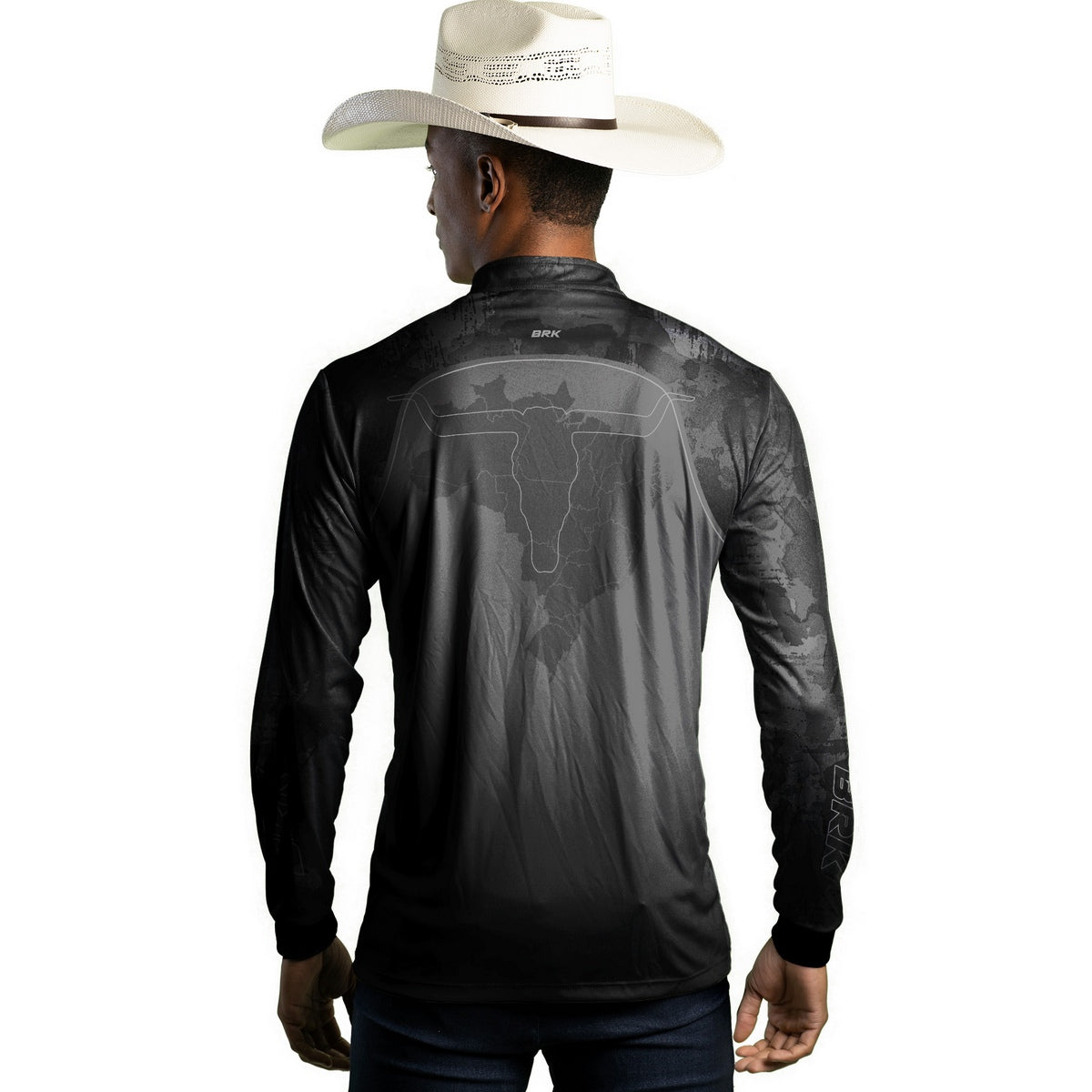 Camisa Agro Brk Camo Long Horn Brasil Cinza com Proteção Solar UV50+ - Brk Agro