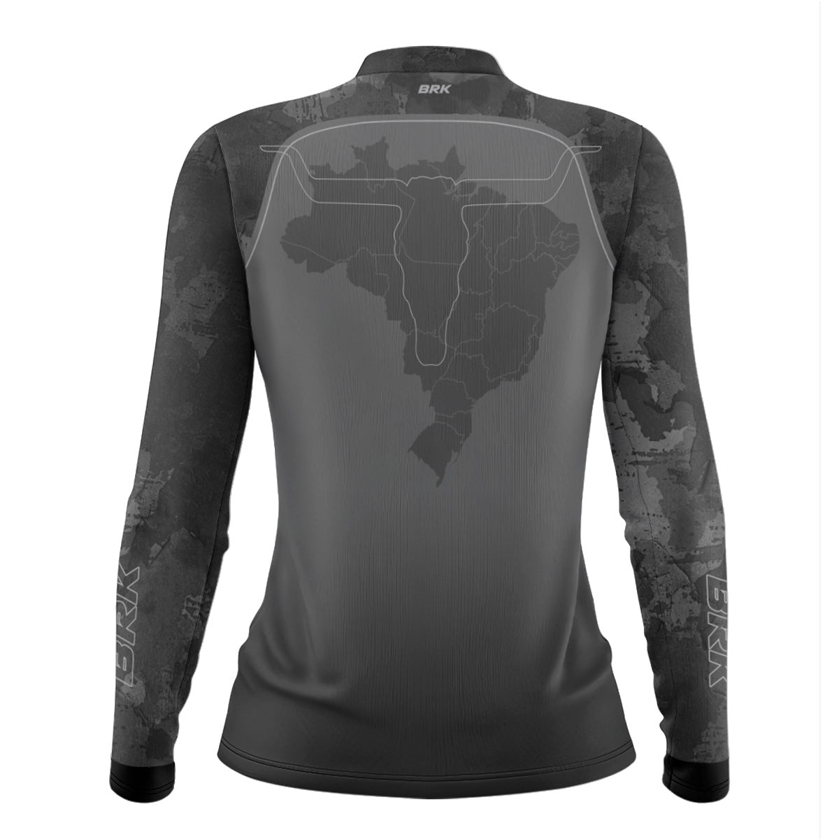 Camisa Feminina Agro  Brk Camo Long Horn Brasil Cinza com Proteção Solar UV50+ - Brk Agro