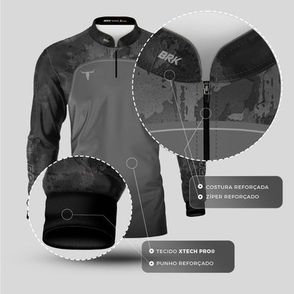 Camisa Agro Brk Camo Long Horn Brasil Cinza com Proteção Solar UV50+ Envio Imediato - Brk Agro