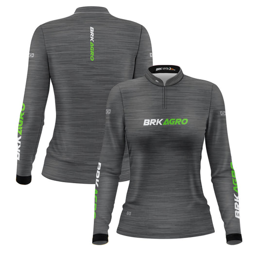 Camisa Feminina Agro  Brk Mescla Cinza com Proteção Solar UV50+ - Brk Agro