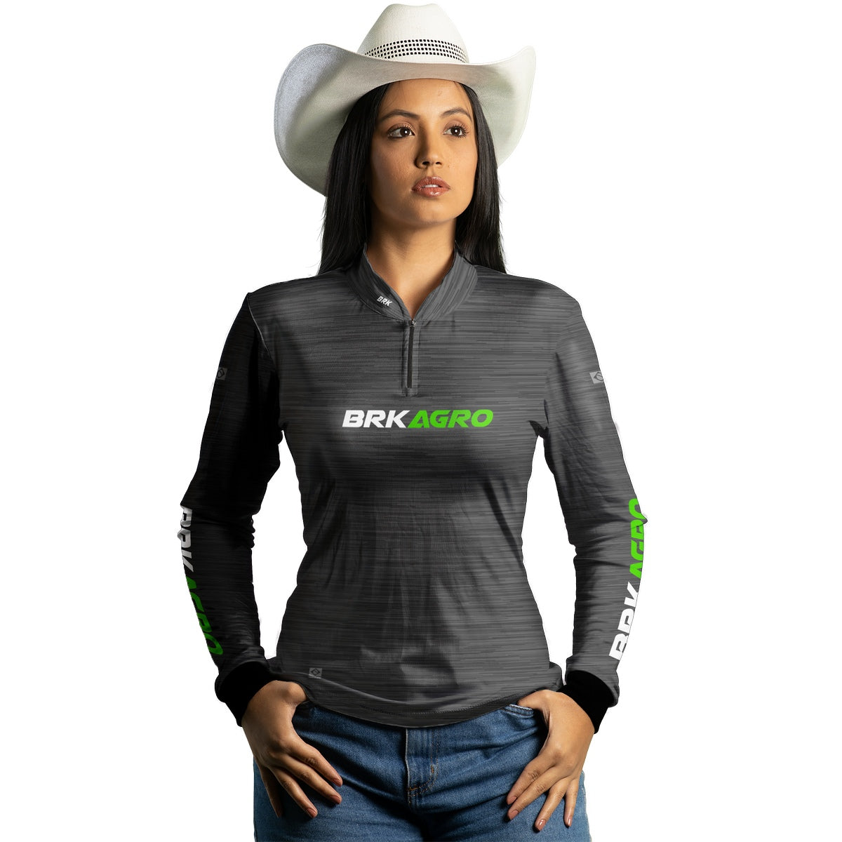 Camisa Feminina Agro  Brk Mescla Cinza com Proteção Solar UV50+ - Brk Agro