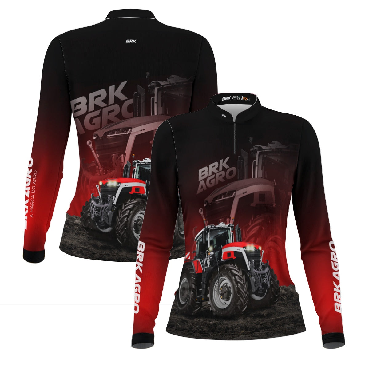 Camisa Feminina Agro  Brk Trator Vermelho MF 9S com Proteção Solar UV50+ - Brk Agro