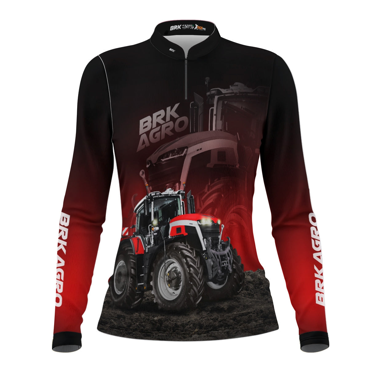 Camisa Feminina Agro  Brk Trator Vermelho MF 9S com Proteção Solar UV50+ - Brk Agro