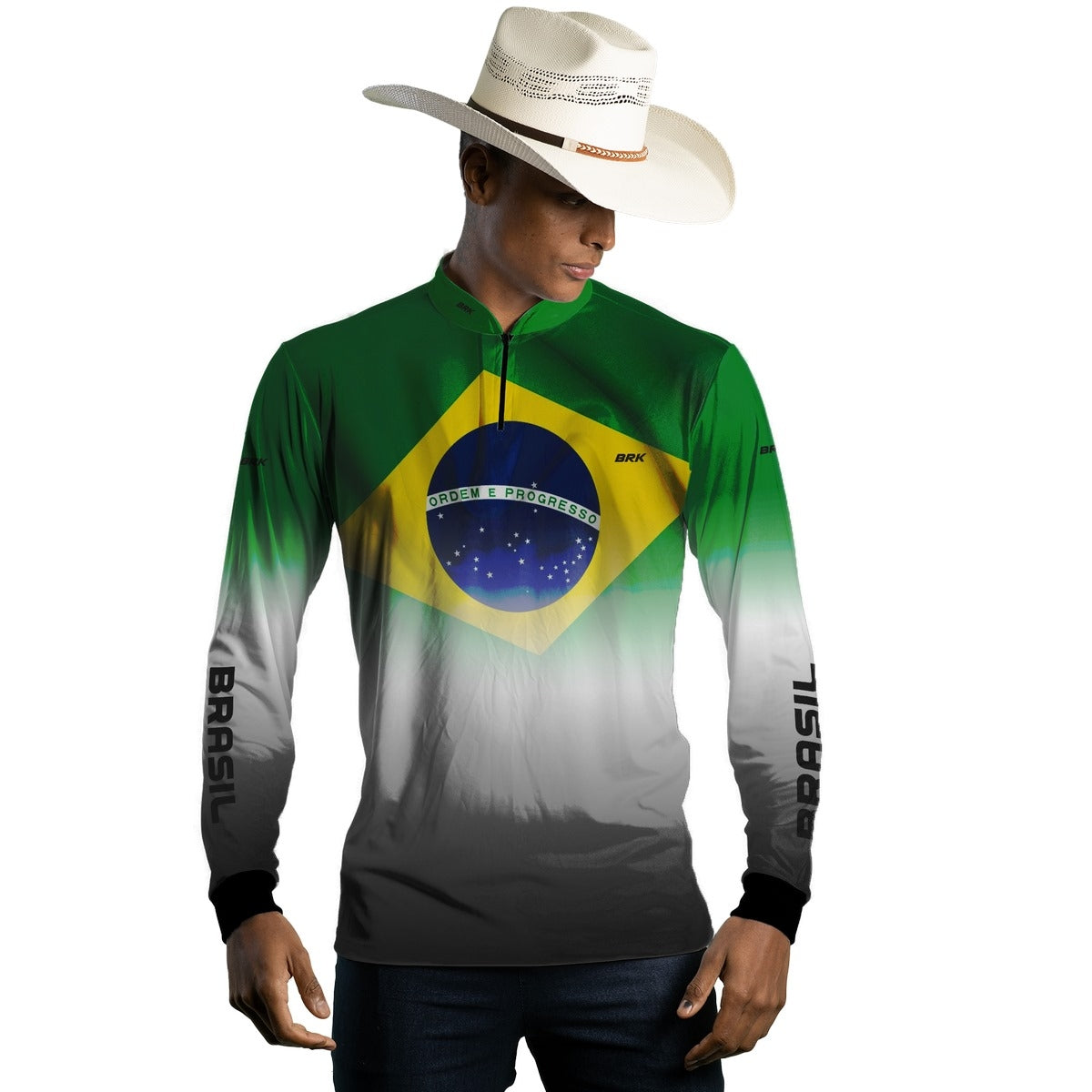 Camisa Agro Brk Brasil Branca com Proteção Solar UV50+ - Brk Agro