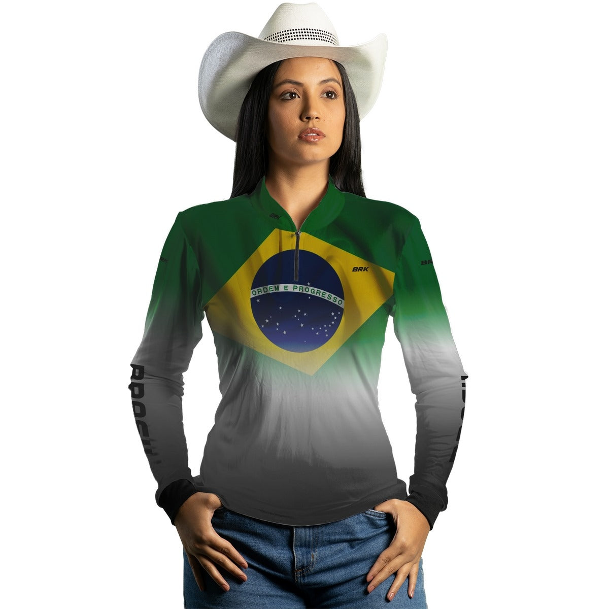 Camisa Feminina Agro  Brk Brasil Branca com Proteção Solar UV50+ - Brk Agro