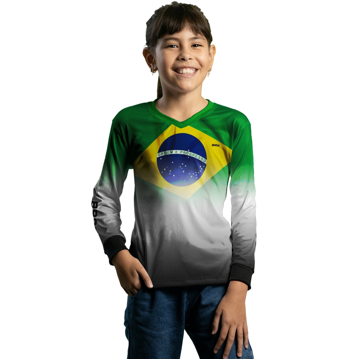 Camisa Infantil Agro Brk Brasil Branca com Proteção Solar UV50+ - Brk Agro