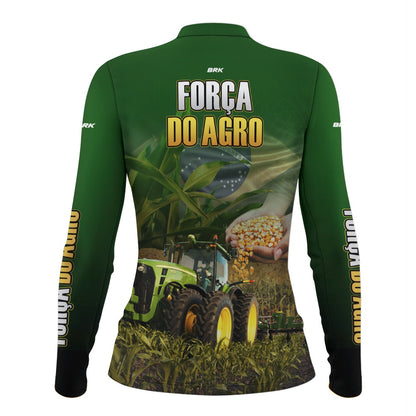 Camisa Feminina Agro  Brk A Força do Agro Produtor de Milho com Proteção Solar UV50+ - Brk Agro