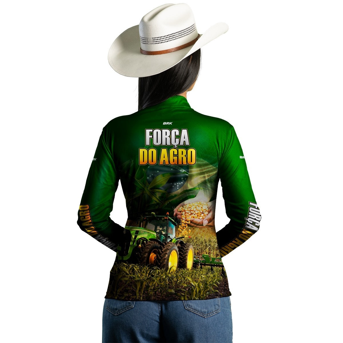 Camisa Feminina Agro  Brk A Força do Agro Produtor de Milho com Proteção Solar UV50+ - Brk Agro