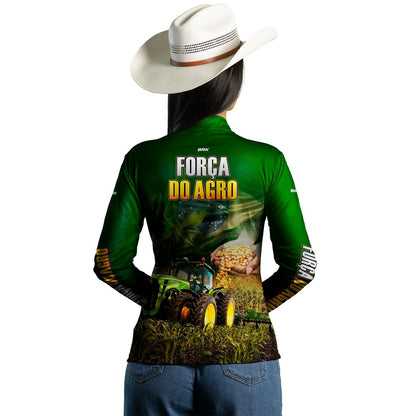 Camisa Feminina Agro  Brk A Força do Agro Produtor de Milho com Proteção Solar UV50+ - Brk Agro