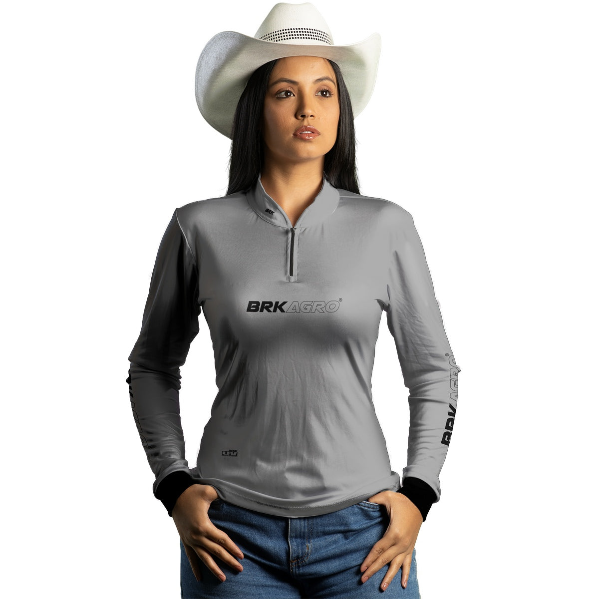 Camisa Feminina Agro  Brk Cinza Clean com Proteção Solar UV50+ - Brk Agro