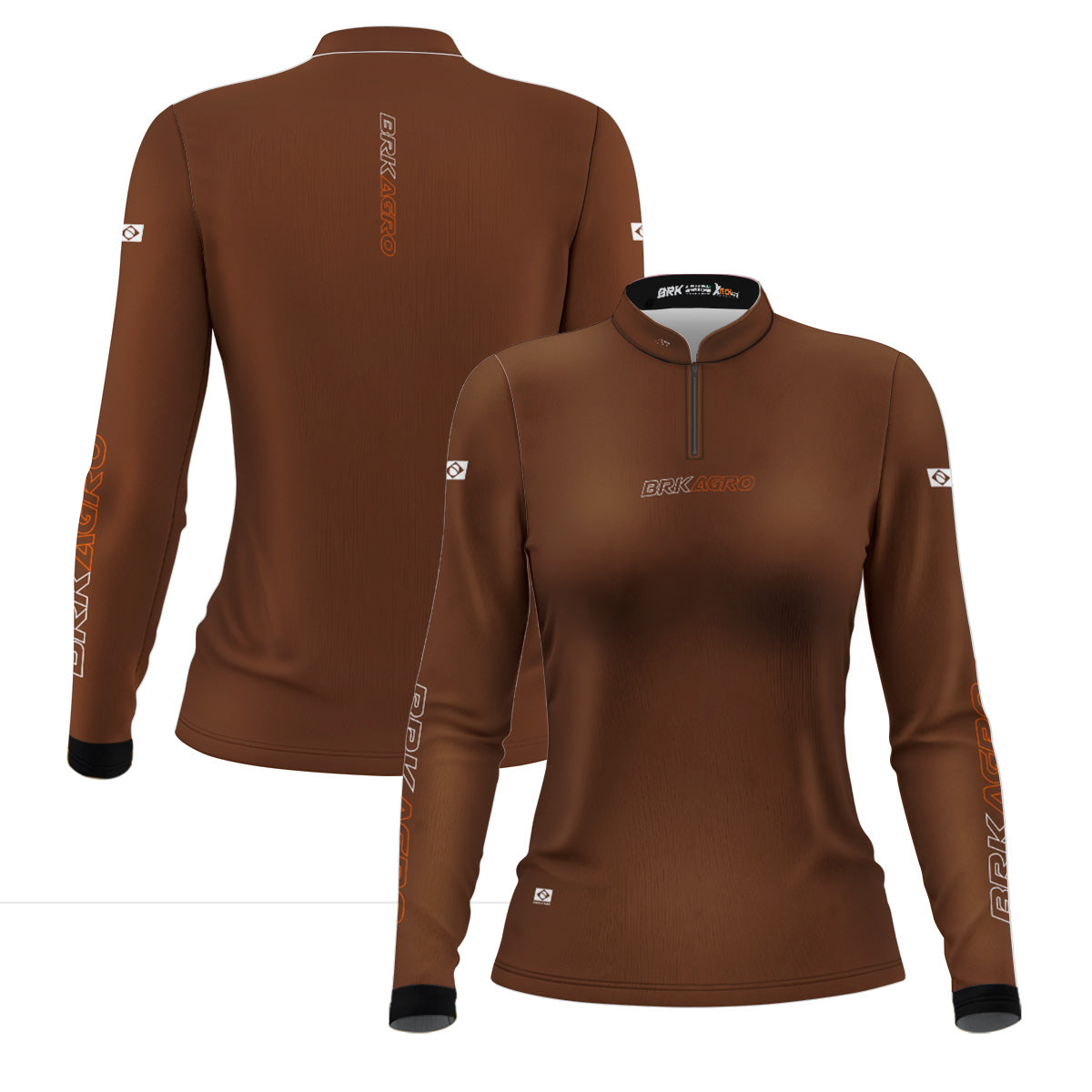 Camisa Feminina Agro Brk Marrom com Proteção Solar UV50+ - Brk Agro