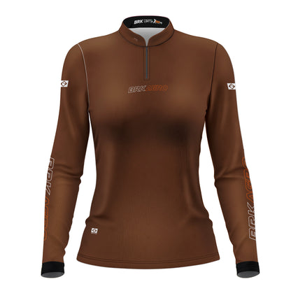 Camisa Feminina Agro Brk Marrom com Proteção Solar UV50+ - Brk Agro