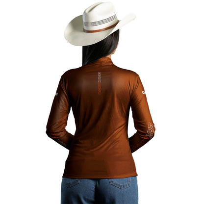 Camisa Feminina Agro Brk Marrom com Proteção Solar UV50+ - Brk Agro