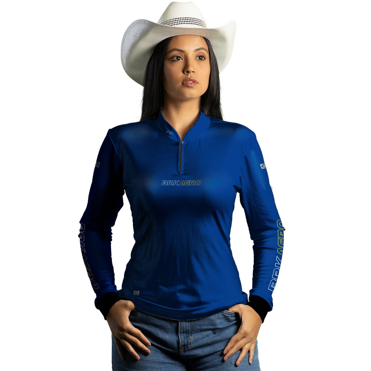 Camisa Feminina Agro  Brk Básica Azul com Proteção Solar UV50+ - Brk Agro