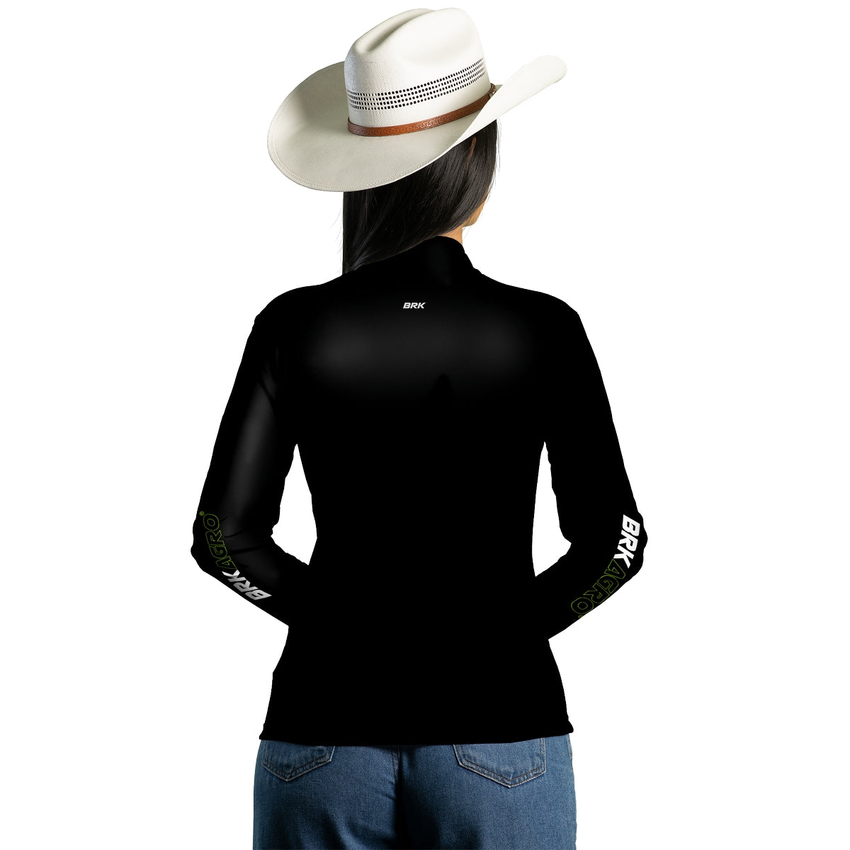 Camisa Feminina Agro  Brk Preto Básica com Proteção Solar UV50+ - Brk Agro