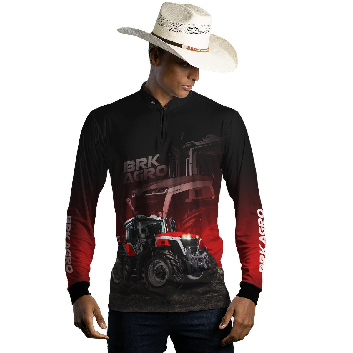 Camisa Agro Brk Trator Vermelho MF 9S com Proteção Solar UV50+ - Brk Agro