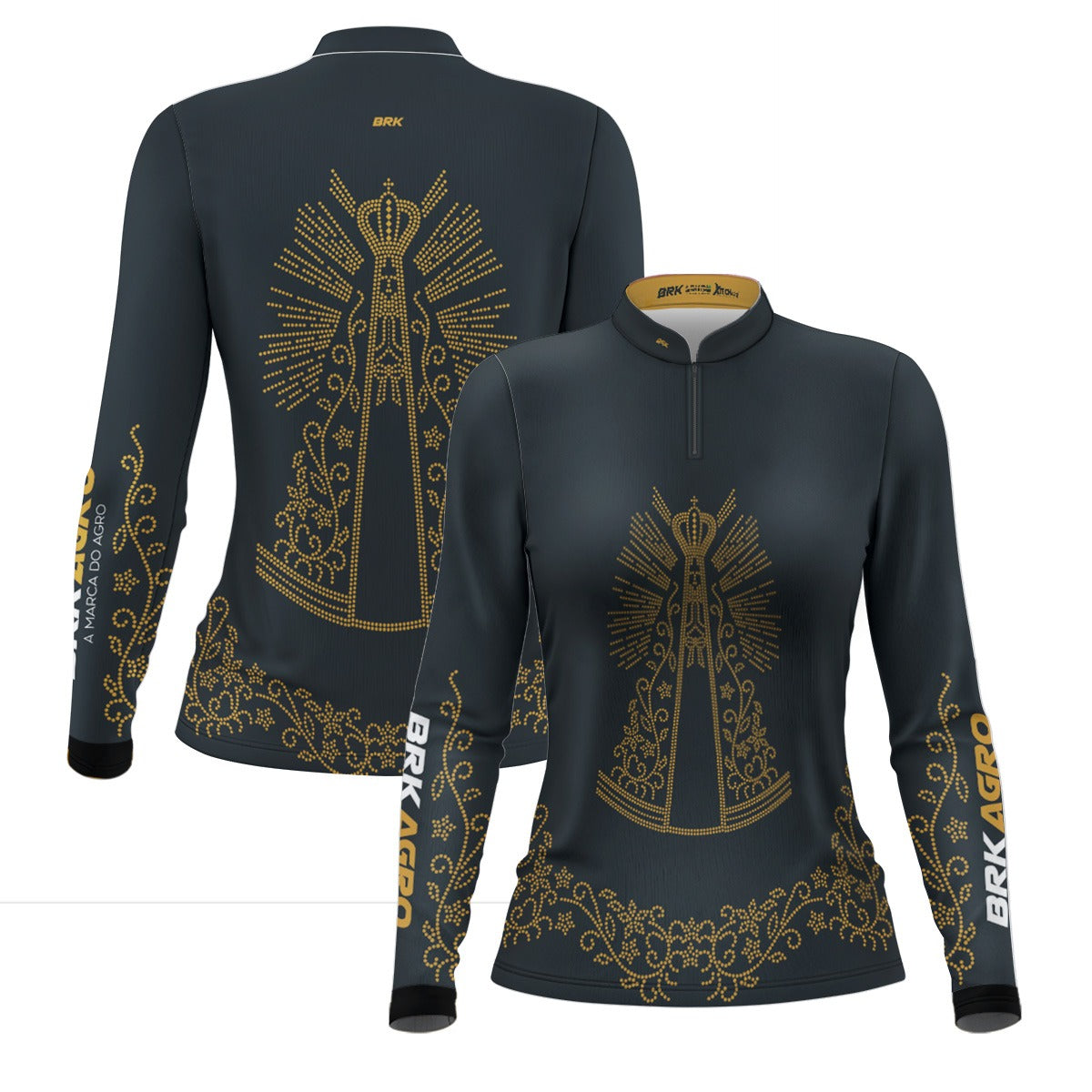 Camisa Feminina Agro  Brk Nossa Senhora Aparecida Strass com Proteção Solar UV50+ - Brk Agro