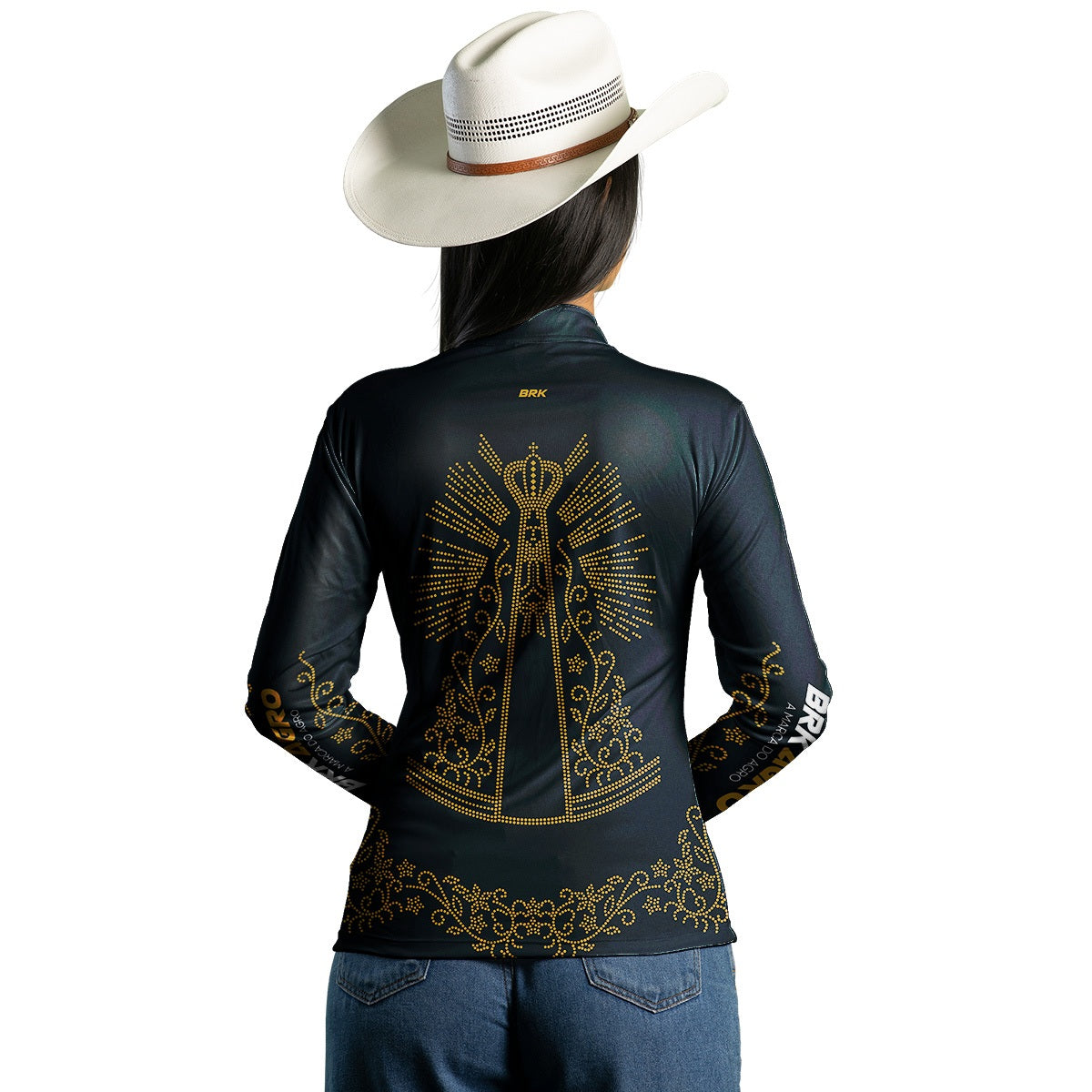 Camisa Feminina Agro  Brk Nossa Senhora Aparecida Strass com Proteção Solar UV50+ - Brk Agro