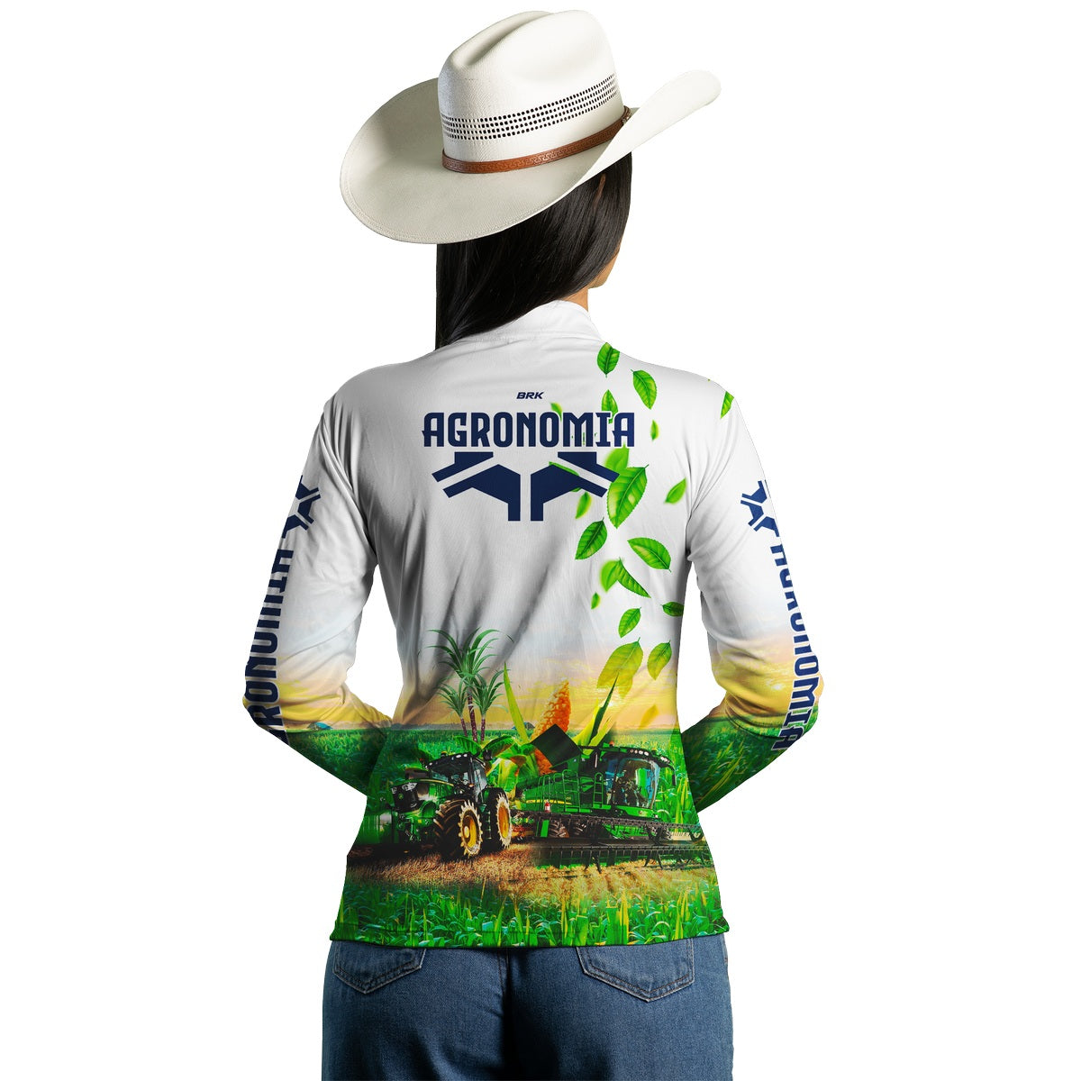 Camisa Feminina Agro  Brk Agronomia Branca com Proteção Solar UV50+ - Brk Agro
