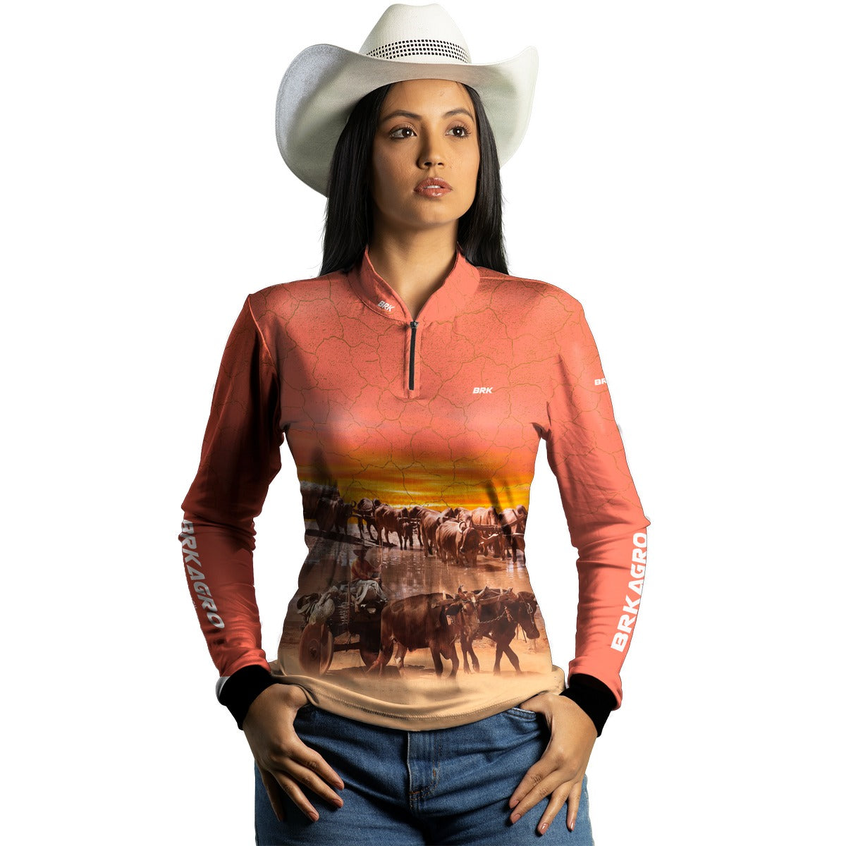 Camisa Feminina Agro  Brk Rose Boiadeiro com Proteção Solar UV50+ - Brk Agro
