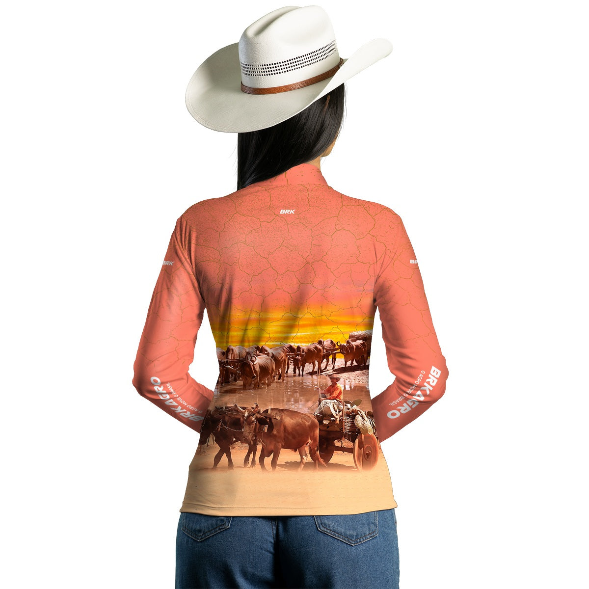 Camisa Feminina Agro  Brk Rose Boiadeiro com Proteção Solar UV50+ - Brk Agro