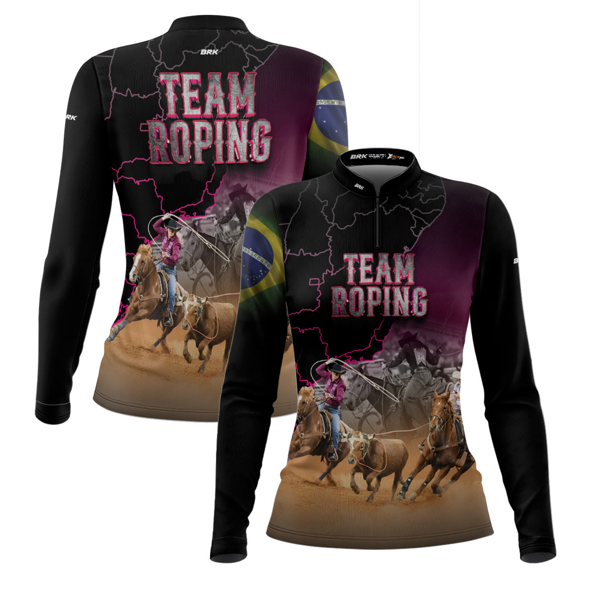 Camisa Feminina Agro  Brk Team Roping Brasil 2 com Proteção Solar UV50+ - Brk Agro