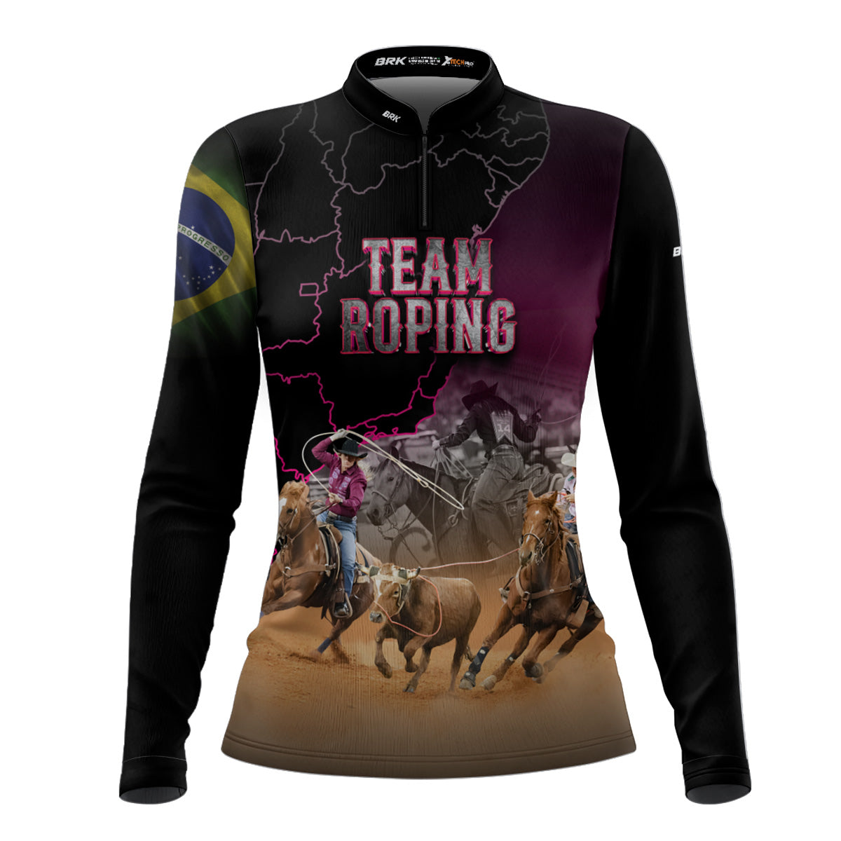Camisa Feminina Agro  Brk Team Roping Brasil 2 com Proteção Solar UV50+ - Brk Agro