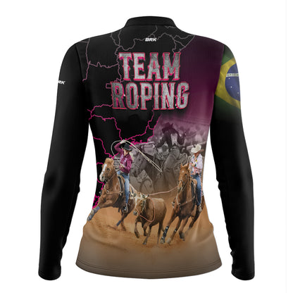 Camisa Feminina Agro  Brk Team Roping Brasil 2 com Proteção Solar UV50+ - Brk Agro