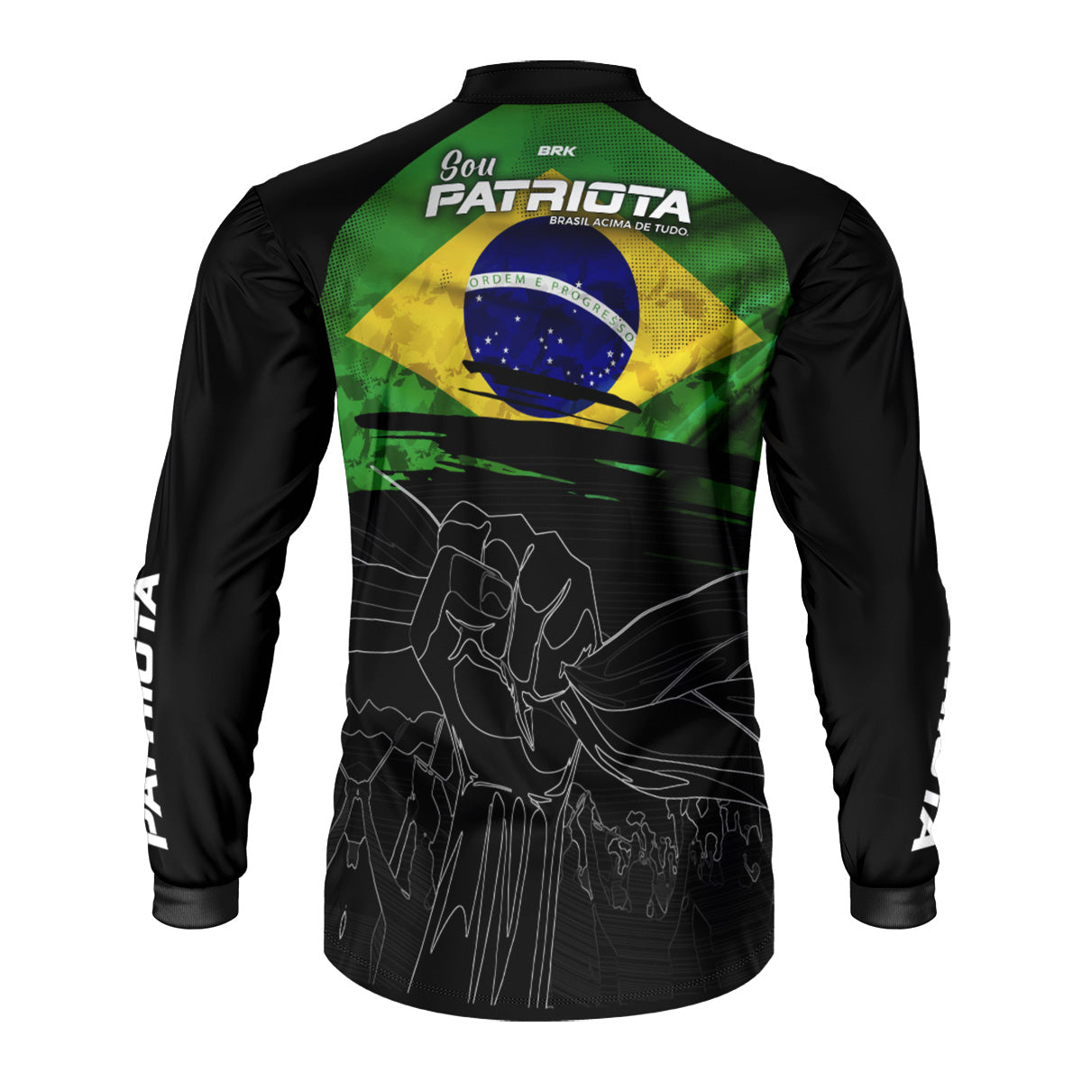 Camisa Agro Brk Básica Patriota Preta Bandeira do Brasil com Proteção UV50+ - Brk Agro